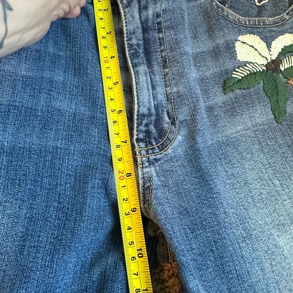 WORN Vintage Embroidered Jeans Sz 10 Palm Tree Patchwork Free People Vibe A149 - Picture 8 of 9